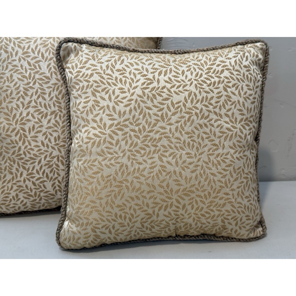 Vintage‎ Pair Of NATURE-PRINT COTTON CUSHION Throw Pillows 11" x 11"